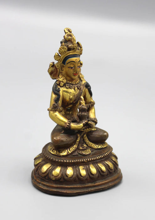 3-Inch Gold Plated Aparmita Buddha Statue - Fine Carvings and Details