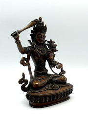 9" Manjushree God of Wisdom Copper Statue - Buddhist Art - 3