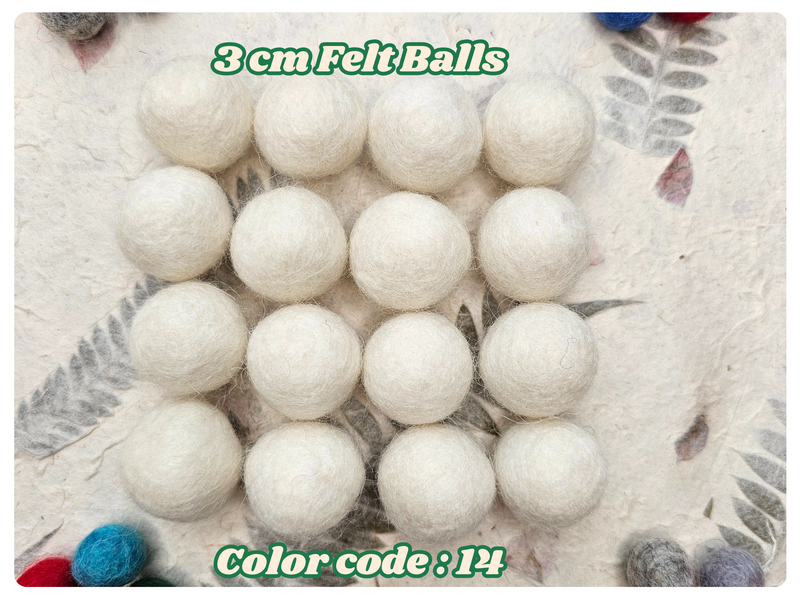 Handmade Wool Felt Balls Set – 20 Assorted 3cm Felt Craft Balls