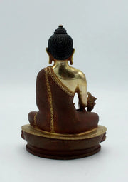 5.5 Inch Partly Gold Plated Copper Medicine Buddha Statue - 2