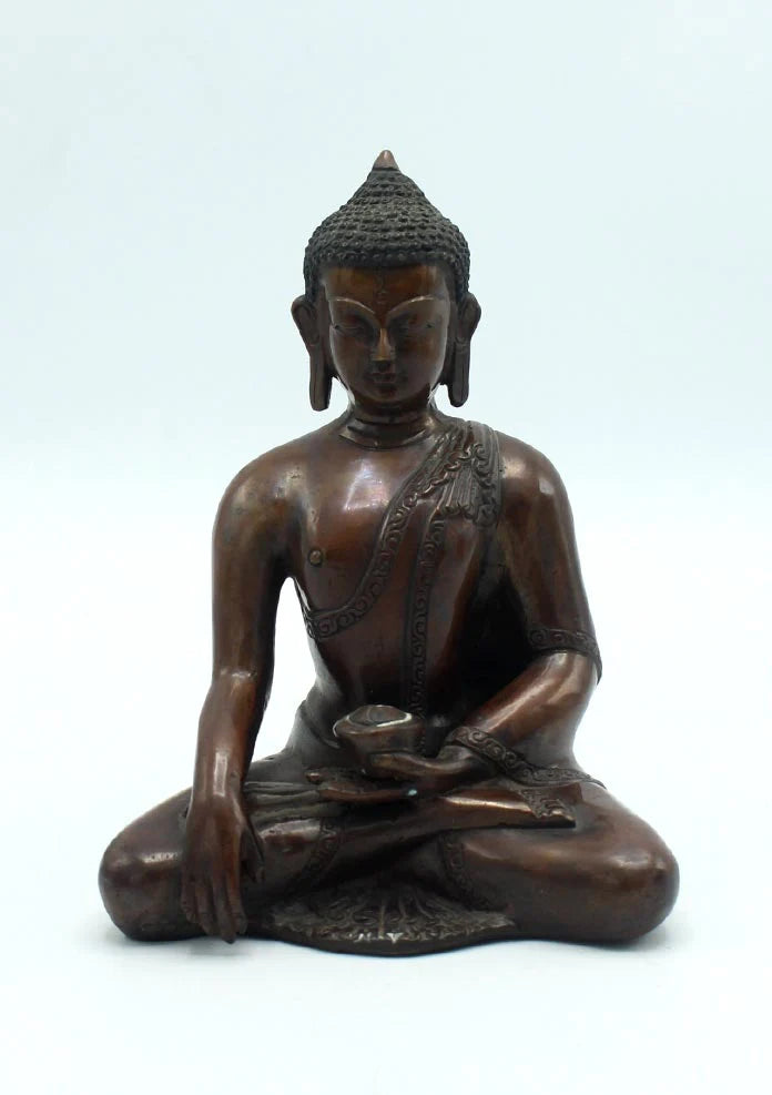 6.8 Inch Copper Oxidized Shakyamuni Buddha Statue - Handcrafted Nepal Meditation Art - 5