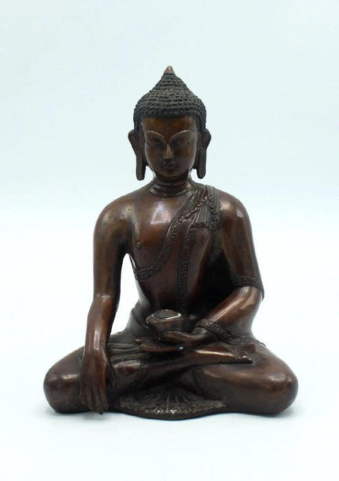 6.8 Inch Copper Oxidized Shakyamuni Buddha Statue - Handcrafted Nepal Meditation Art