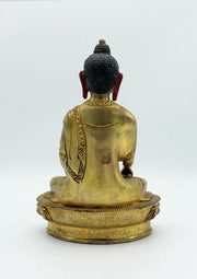 8 Inch Gold Plated Shakyamuni Buddha Statue with Floral Carvings - 2