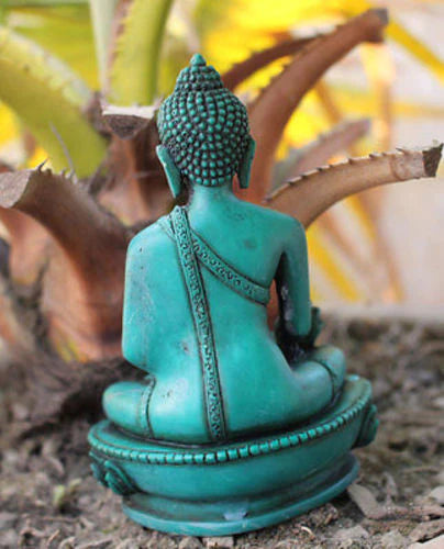 5-Inch Resin Healing Buddha Statue - Green Medicine Buddha