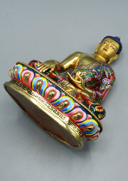 9 Inch Gold Plated Shakyamuni Buddha Statue - Hand-Painted Copper Sculpture - 1