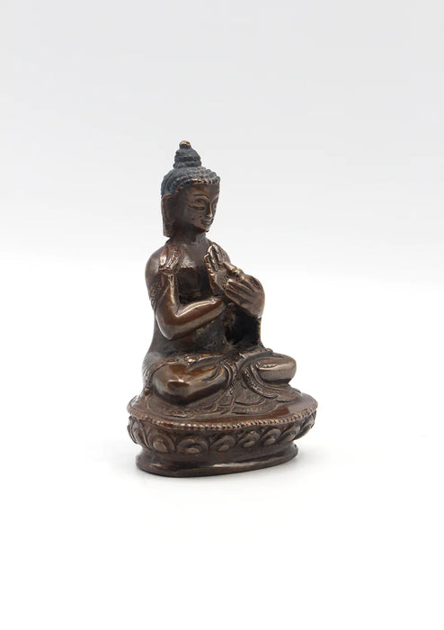 3-Inches Copper Oxidized Vairochana Buddha Statue - Serene Mahayana Representation