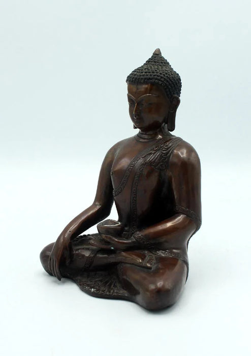 6.8 Inch Copper Oxidized Shakyamuni Buddha Statue - Handcrafted Nepal Meditation Art