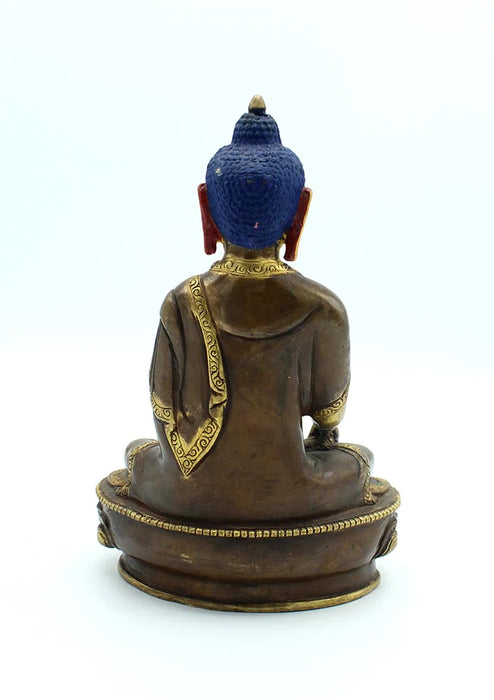 8 Inch Gold Plated Copper Shakyamuni Buddha Statue