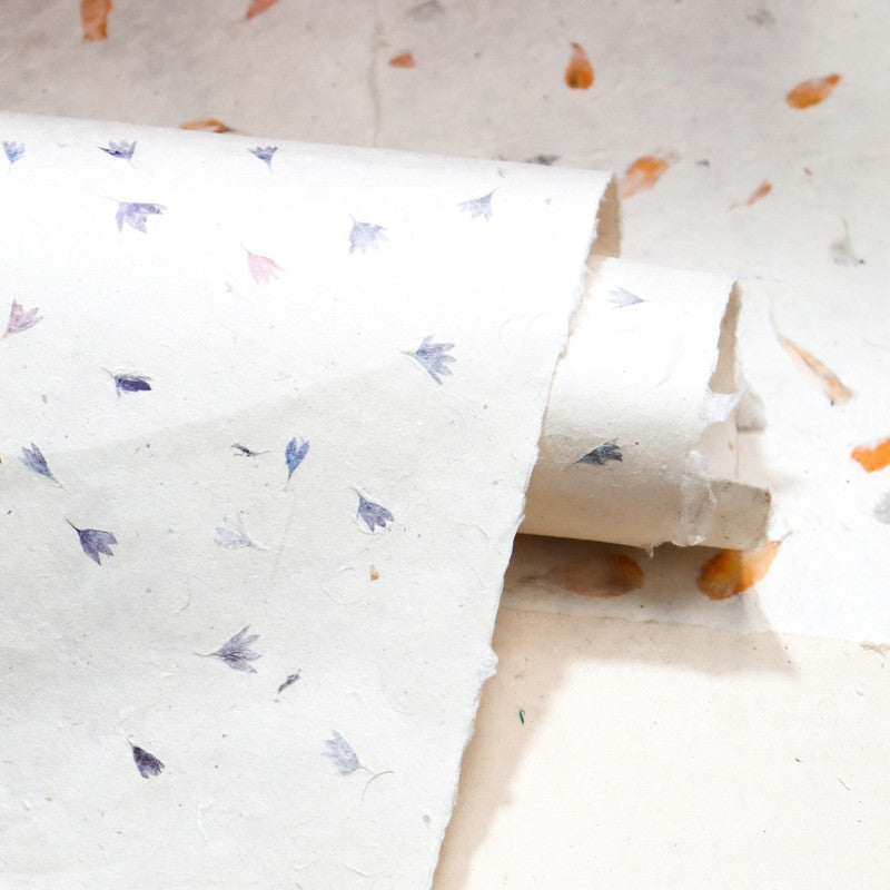 Cornflower Blue Petal Handmade Lokta Paper Sheet