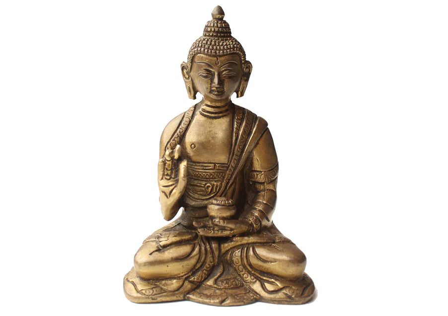 5-Inch Brass Amoghasiddhi Buddha Statue - Handcrafted in Nepal