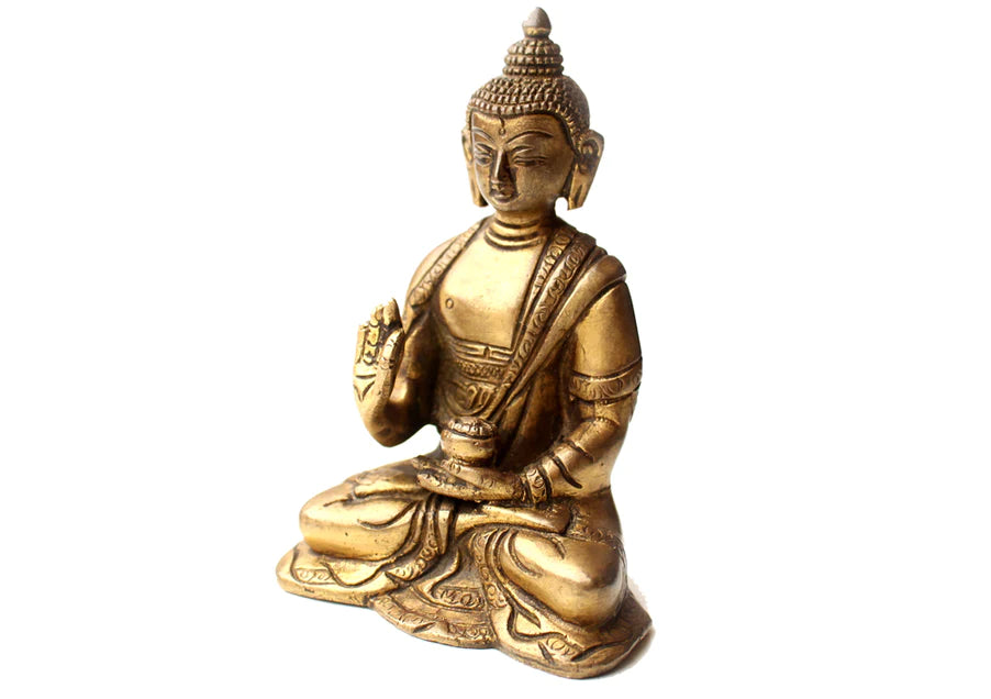 5-Inch Brass Amoghasiddhi Buddha Statue - Handcrafted in Nepal