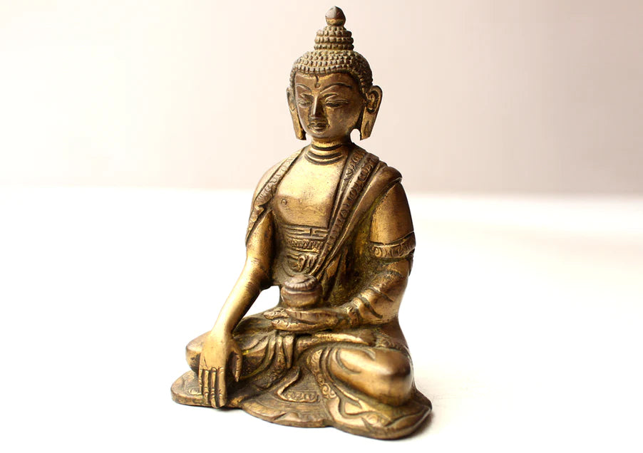 5 Inch Brass Shakyamuni Buddha Statue from Kathmandu, Nepal