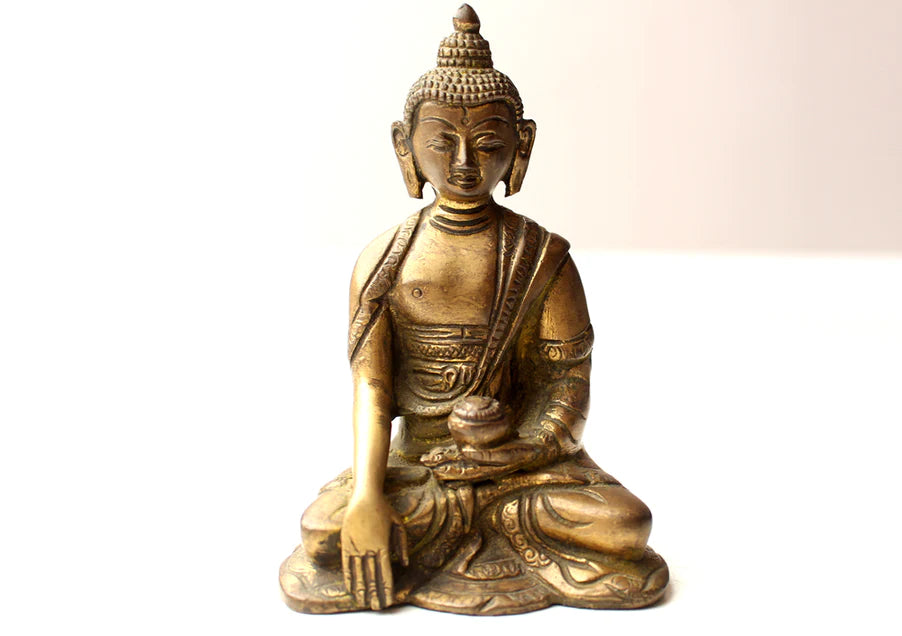 5 Inch Brass Shakyamuni Buddha Statue from Kathmandu, Nepal