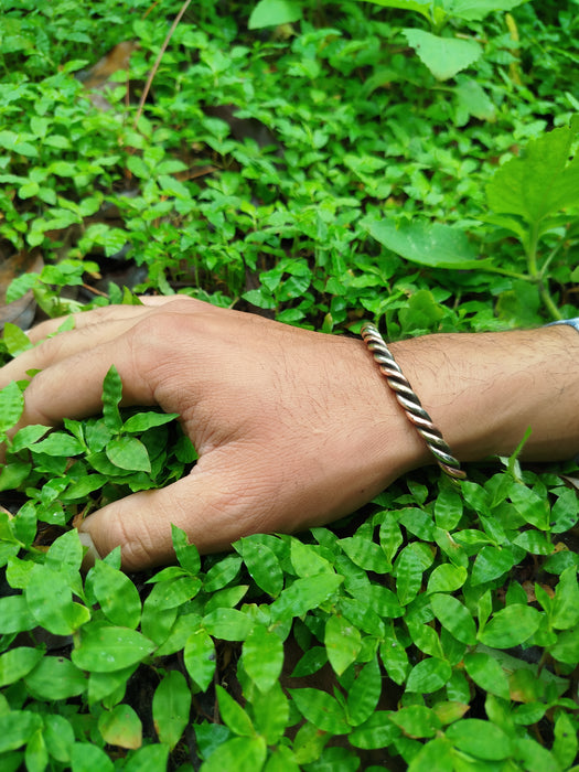 Copper bracelet for men  braided copper in hand