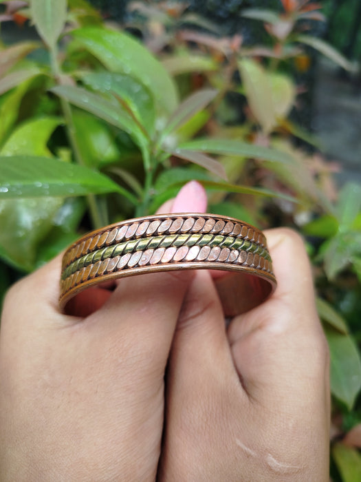 Copper bracelet for men handbeaten copper bracelet side view