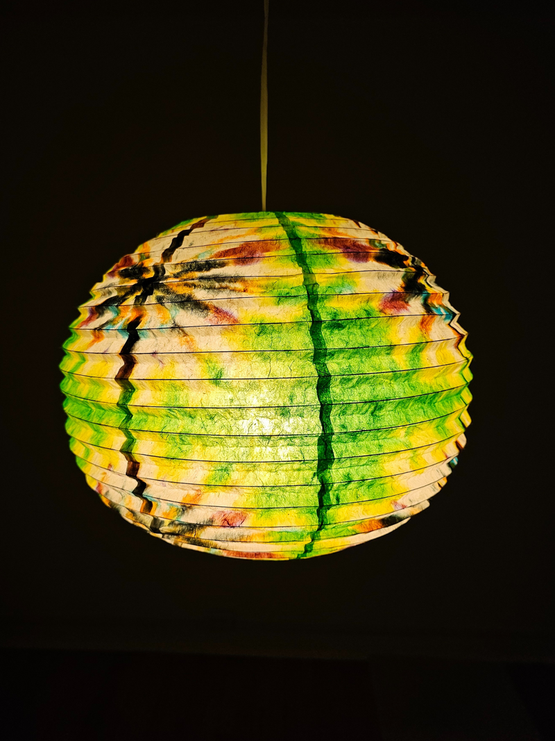 Lokta Paper Lampshade – Handmade Lantern Shade– Nepali Kagaj – Tie Dye