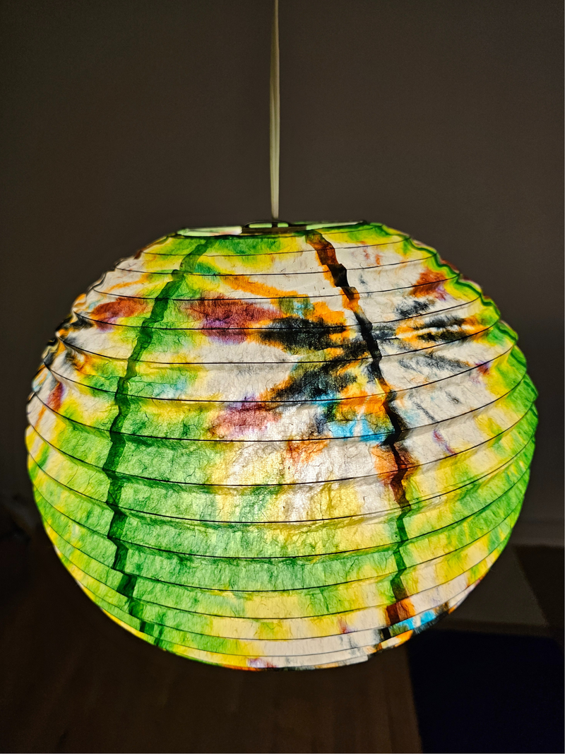 Lokta Paper Lampshade – Handmade Lantern Shade– Nepali Kagaj – Tie Dye