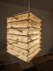4 sided fern petal mix lampshade with bamboo
