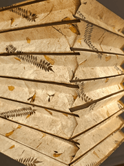4 sided fern petal mix lampshade with bamboo close