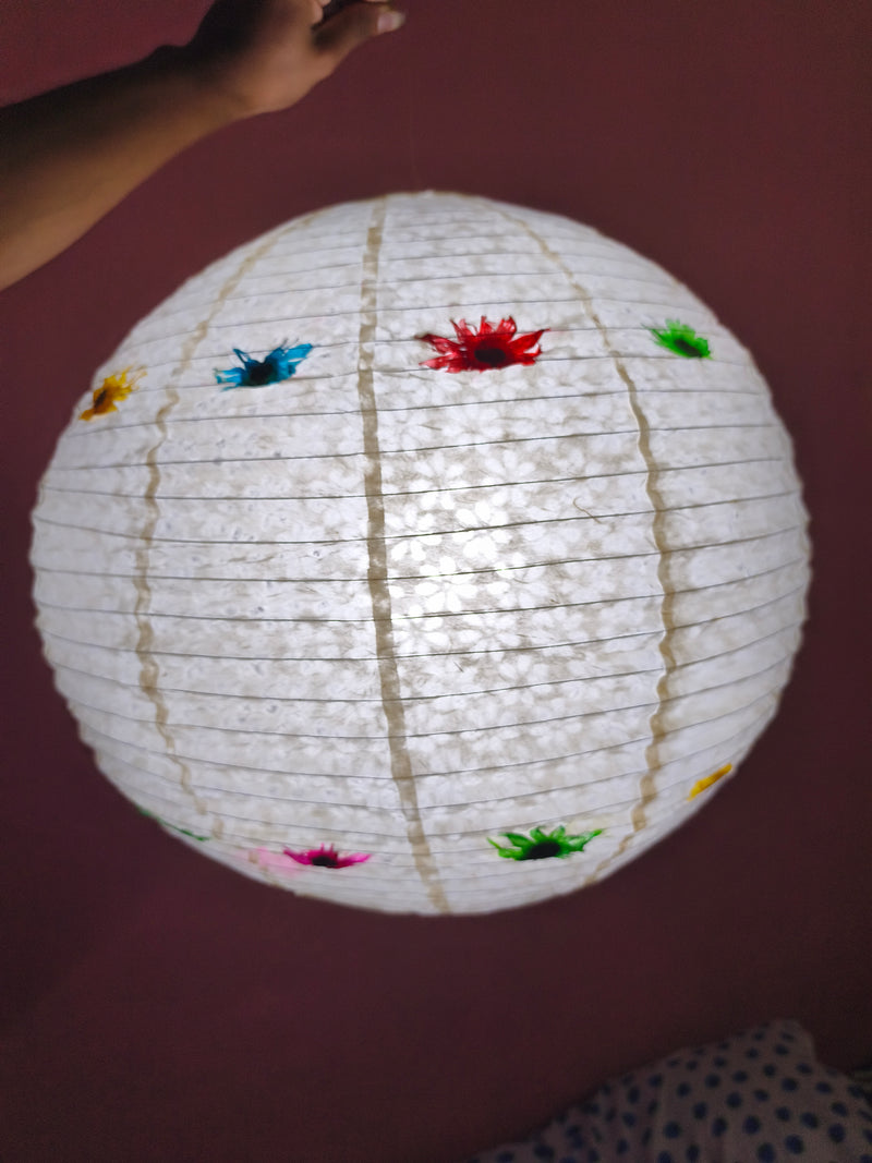 21" Paper Lampshade – Handmade Sustainable Hanging Light Shade – Eco-Friendly  -Fair Trade Lokta Paper