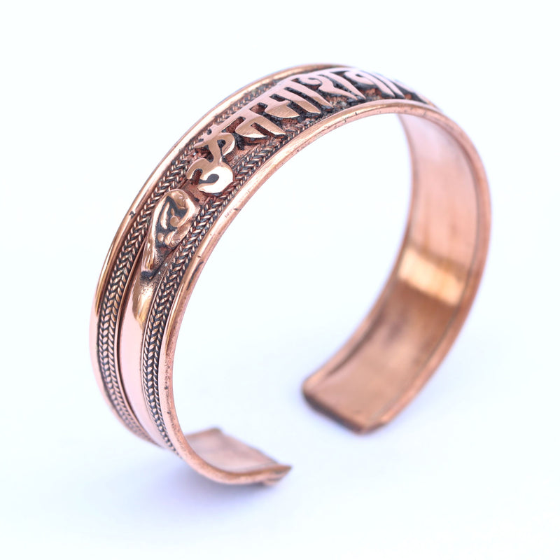 Om Mantra Copper Bracelet – Hand-Carved Spiritual Cuff