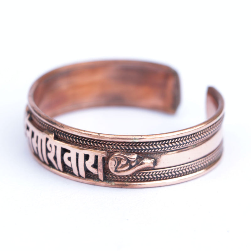 Om Mantra Copper Bracelet – Hand-Carved Spiritual Cuff