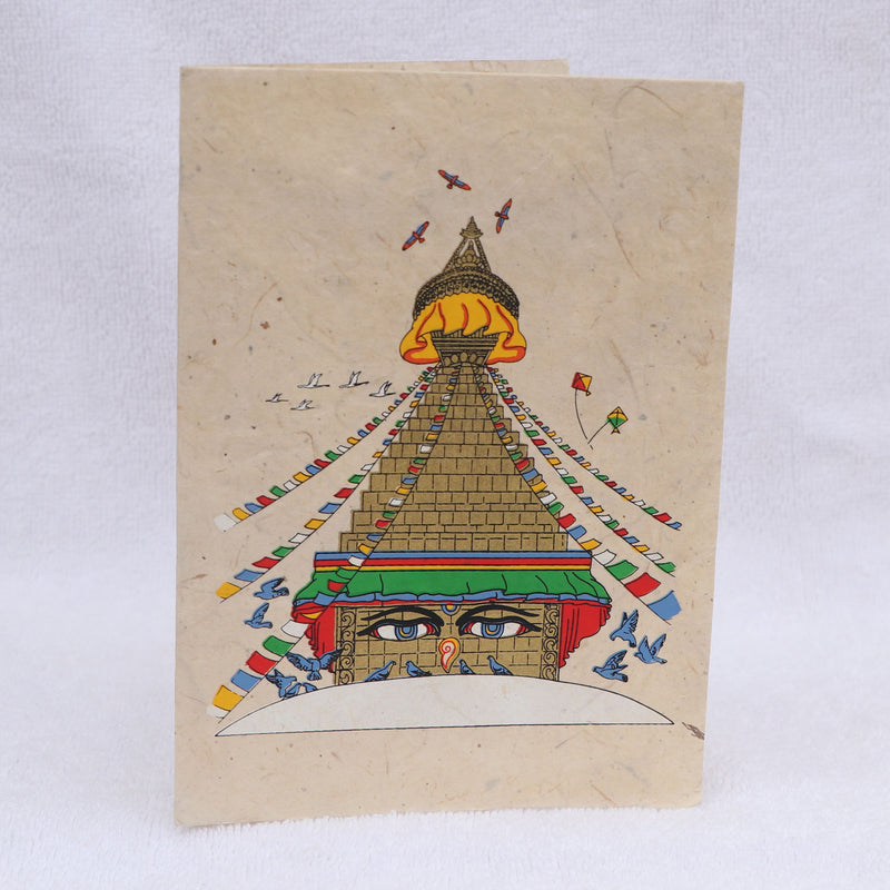 Boudhanath Stupa Handmade Lokta Greeting Card with Envelope