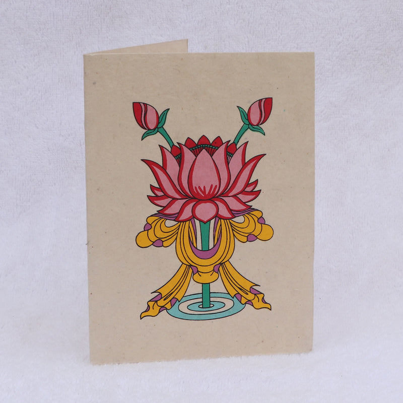 Lotus Flower Handmade Lokta Greeting Card with Envelope