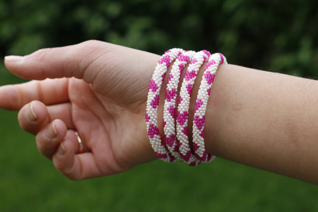 Pink Love  Handmade Nepal bracelet Set of 4