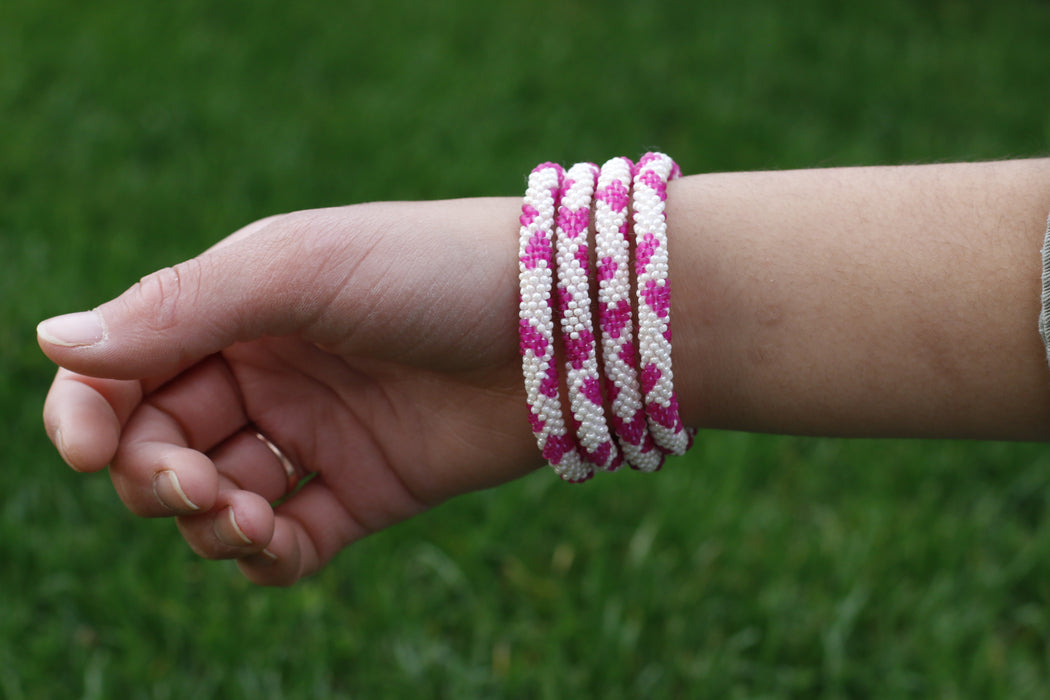 Pink Love  Handmade Nepal bracelet Set of 4