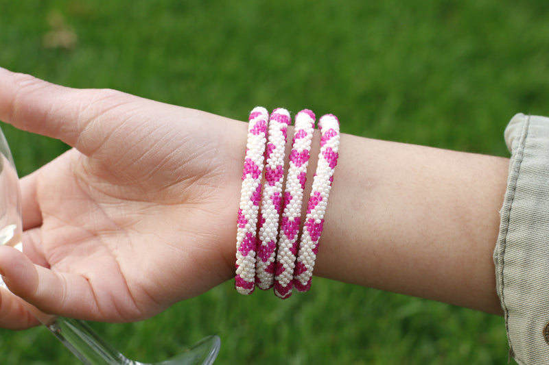 Pink Love  Handmade Nepal bracelet Set of 4 - 1