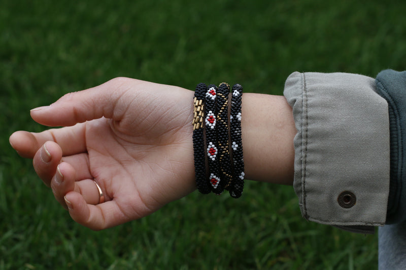 Black Color Mix Handmade Nepal bracelet Set of 4 - 2
