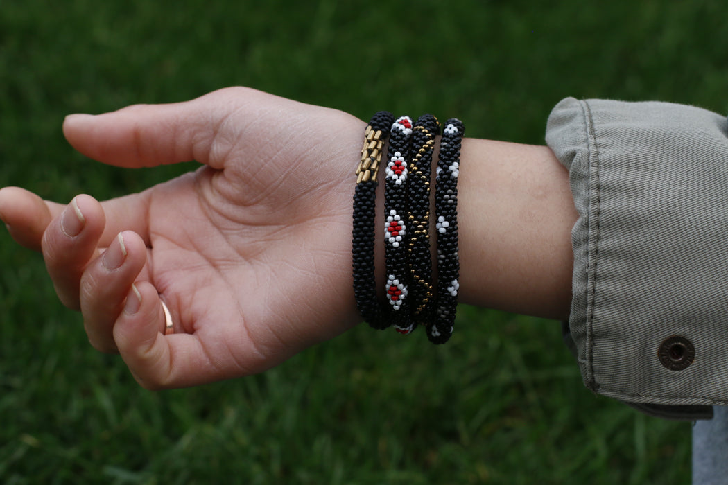 Black Color Mix Handmade Nepal bracelet Set of 4