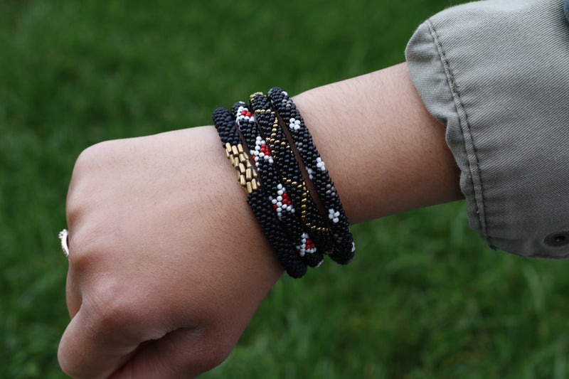 Black Color Mix Handmade Nepal bracelet Set of 4 - 1