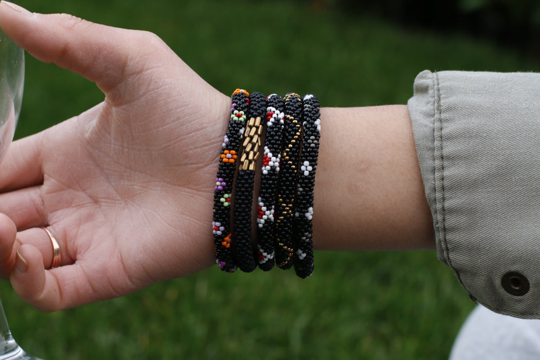 Black Color Mix Handmade Nepal bracelet Set of 5