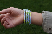 Matte Green Blue Beads Handmade Nepal bracelet Set of 4 - 2