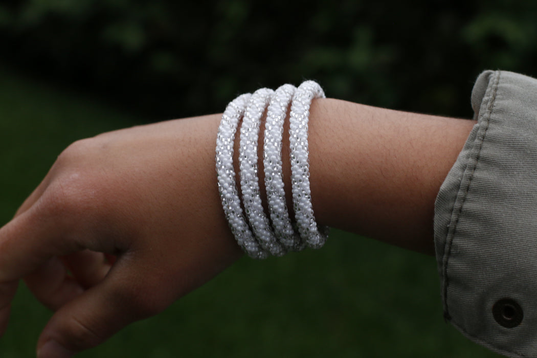 White Mix Handmade Nepal bracelet Set of 4