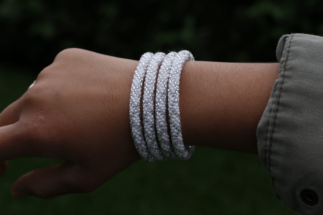 White Mix Handmade Nepal bracelet Set of 4