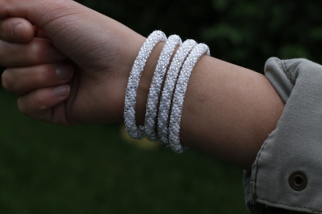 White Mix Handmade Nepal bracelet Set of 4