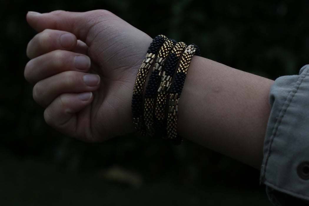 Black Golden Nepal bracelet Set of 4