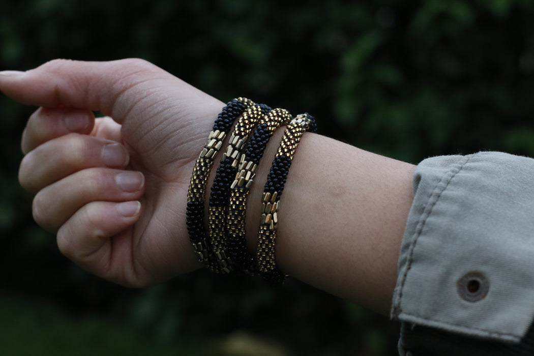 Black Golden Nepal bracelet Set of 4