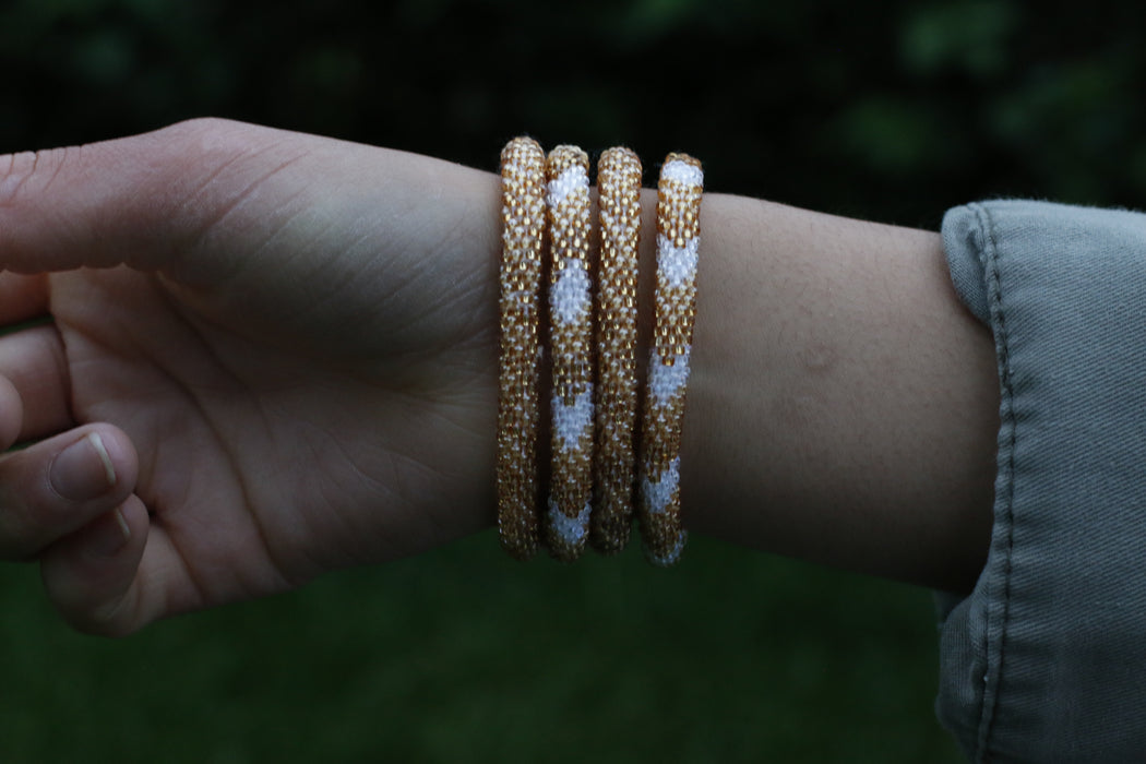 Golden Yellow Handmade Nepal bracelet Set of 4