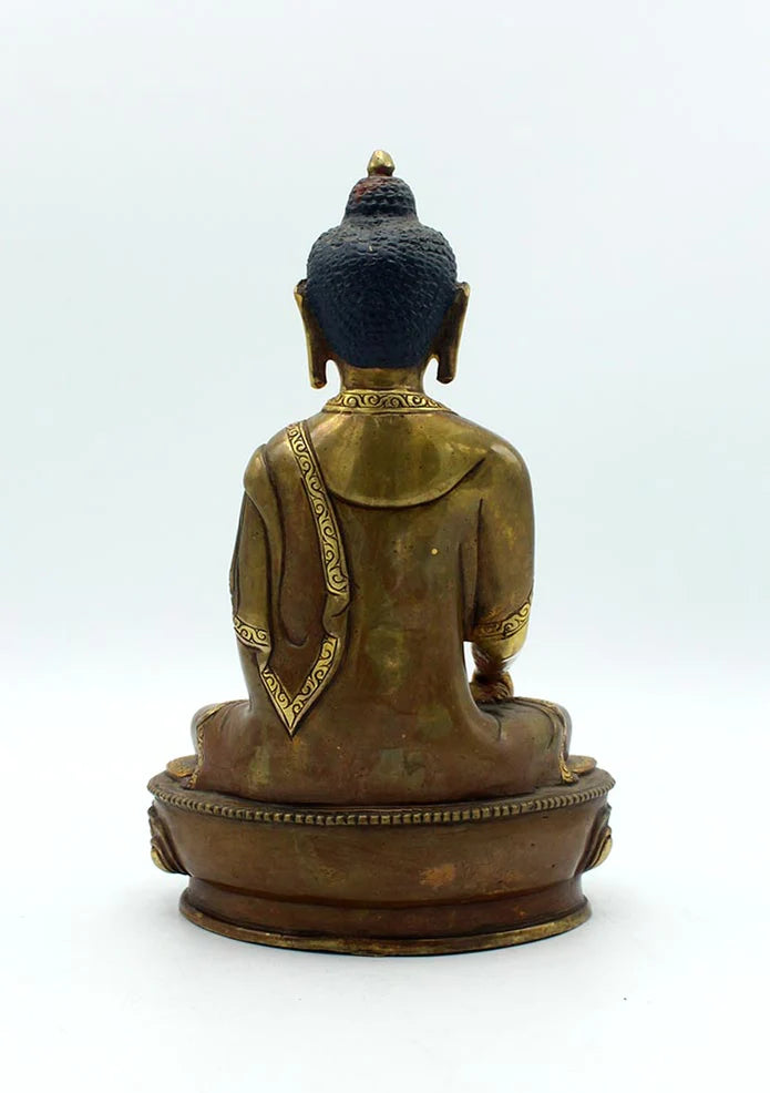 8 Inch Partly Gold Plated Copper Shakyamuni Buddha Statue - 2