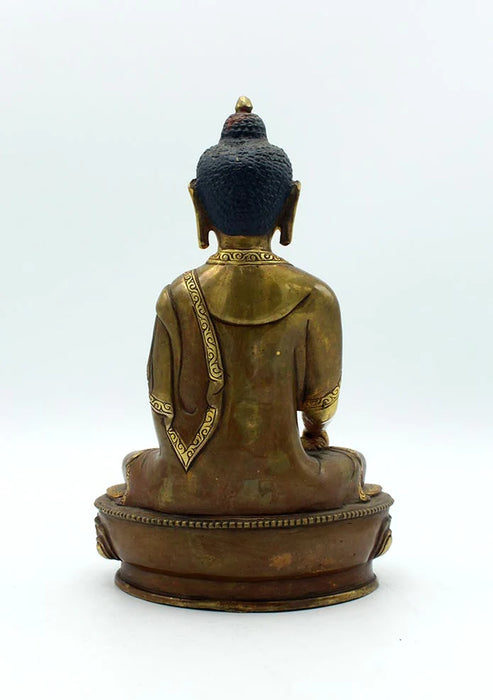 8 Inch Partly Gold Plated Copper Shakyamuni Buddha Statue