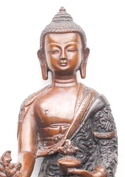 8.2 Inch High Healing Buddha Statue - Medicine Buddha Copper Sculpture