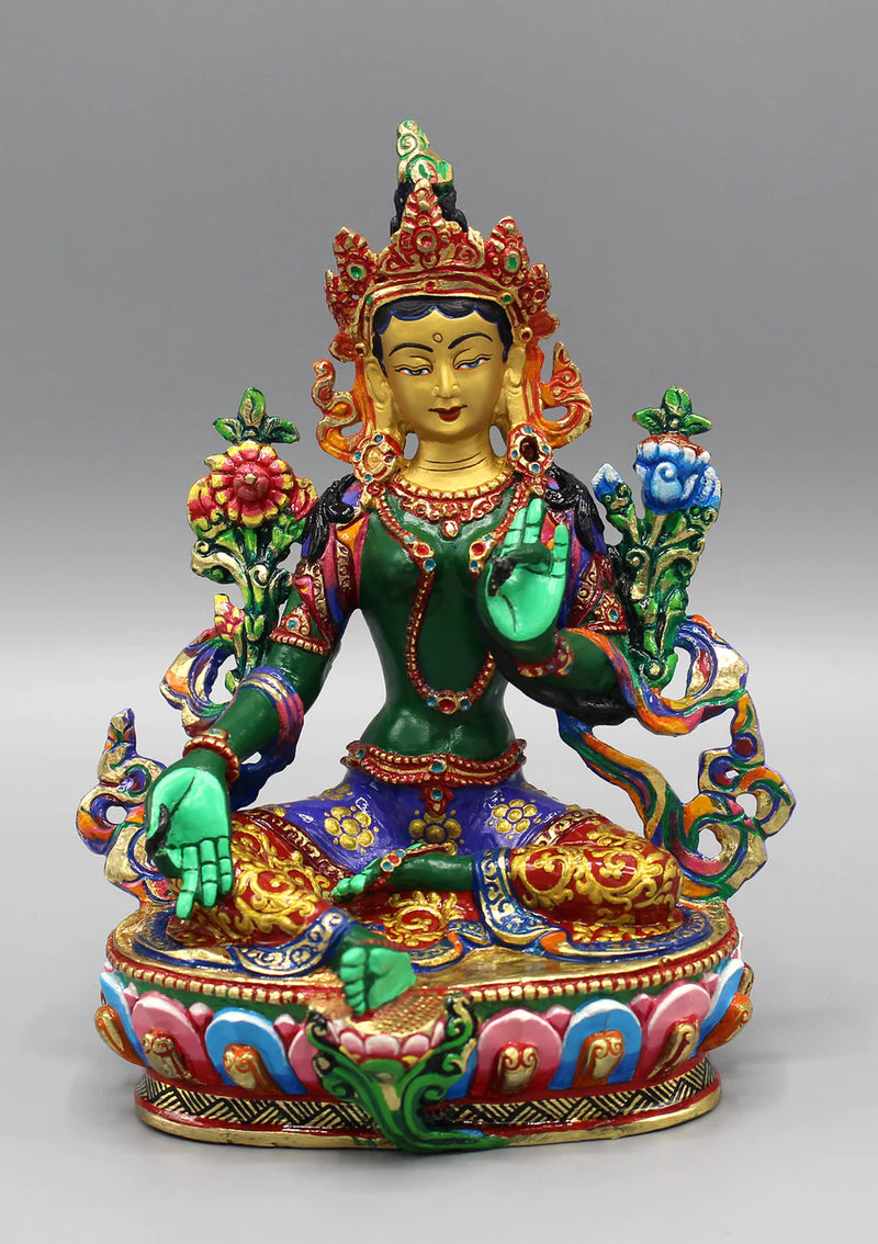 6 Inch Green Tara Hand Painted Statue - Beautifully Crafted and Symbolically Powerful - 4