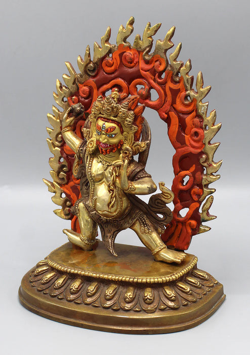 8 Inch Vajrapani Statue - Partly Gold Plated, Skillful Means Buddha