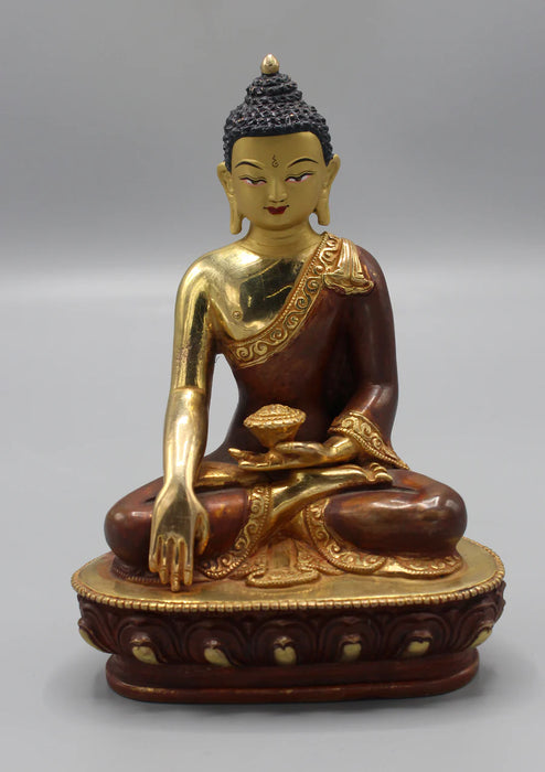 5.5-Inch Partly Gold Plated Akshobhya Buddha Statue