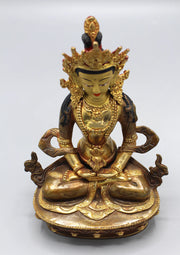 8-Inch Gold-Plated Aparmita Buddha Statue - Intricate Detailing" - 1