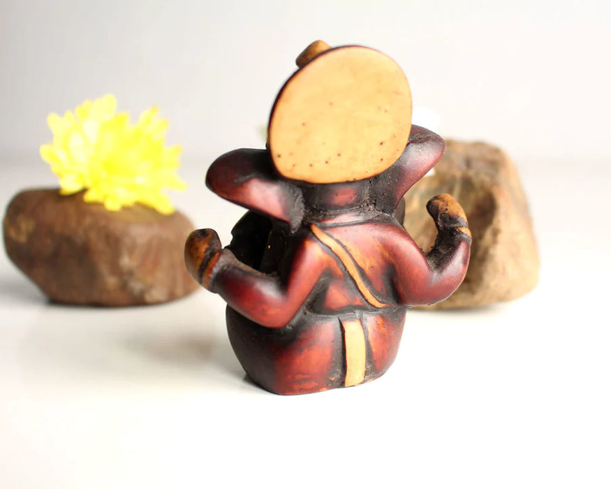 2.5 Inch Baby Ganesh Resin Statue with Red Patina